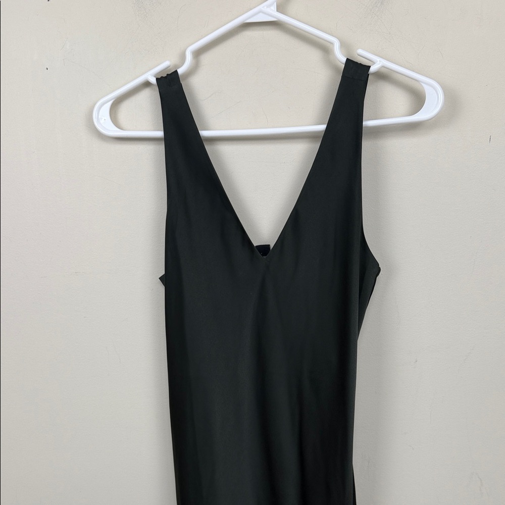 ALL SAINTS satin V neck green slip sleeveless maxi dress xs Euc - Picture 9 of 12